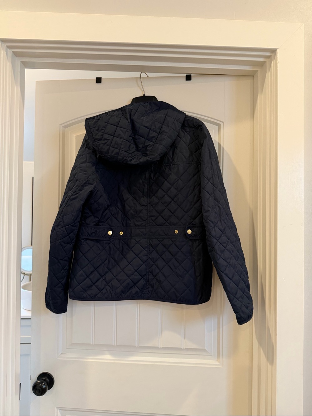 J. Crew Navy Quilted Puffer Jacket with Coral Label - Picture 3 of 3